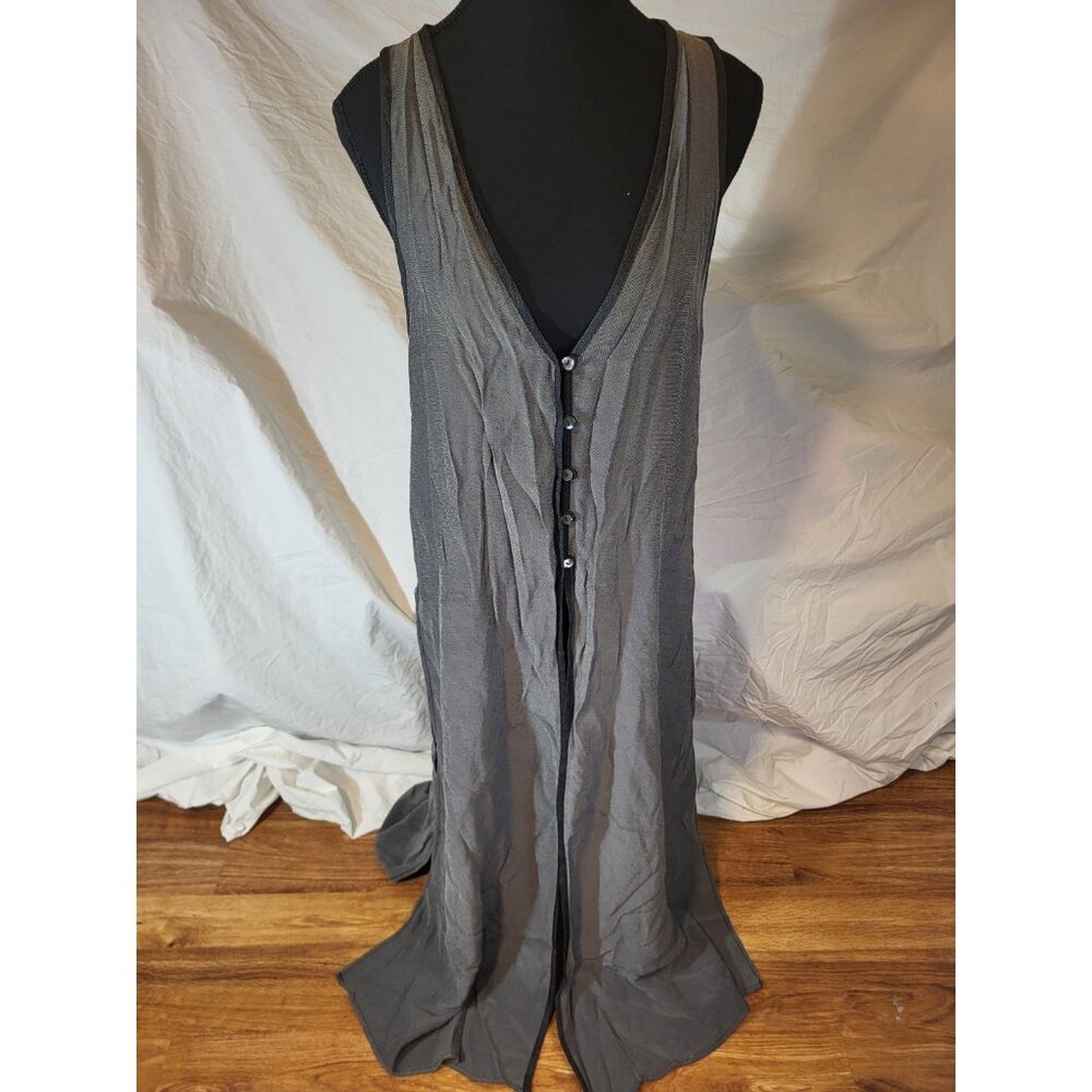 Vtge Tina Hagen Size M USA Long Sleeveless Duster  Gray